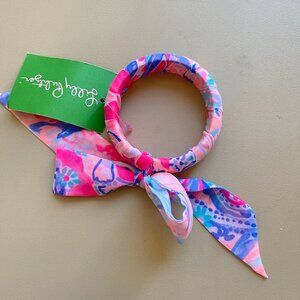 New Lilly Pulitzer Bangle Bracelet Fabric Wrapped Pink Light Pascha Aquadesiac